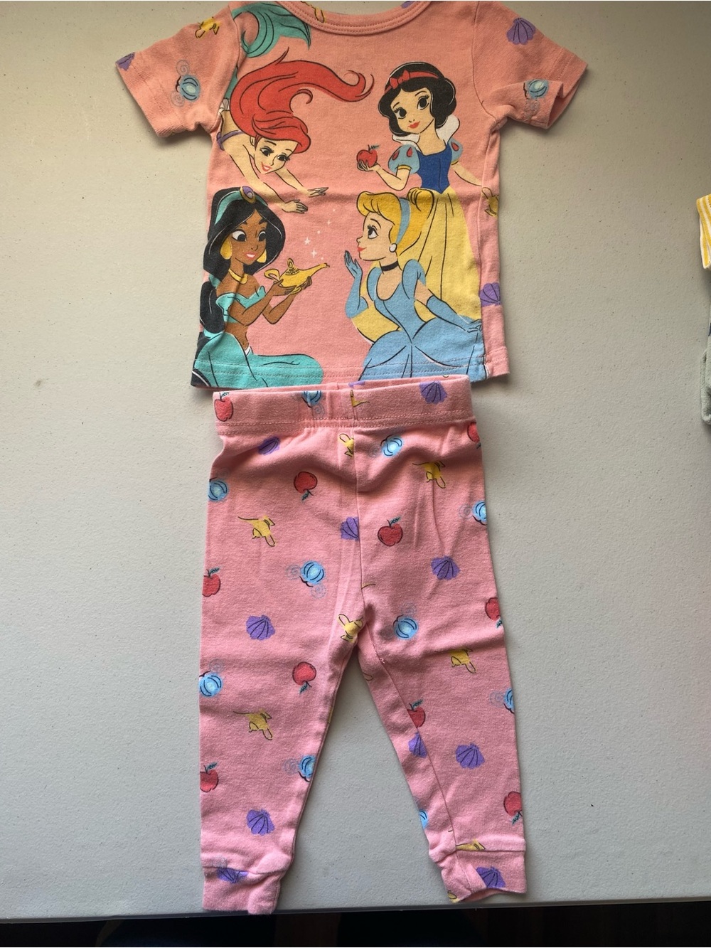 Disney Princess Pink Short Sleeve Pajama Set 18M